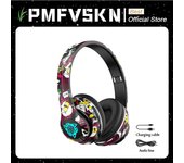 Graffiti Wireless Bluetooth Headphones Cool LED Light HIFI Sound Noise Canceling Gaming Earphones With Mic Support AUX TF Card