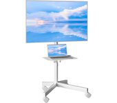 Soporte TV Ruedas para Television de 23 a 60 Pulgadas, Soporte TV Móvil con Estante para Portátil y Altura Ajustable, Carga Máx. 25 kg y 400x400 mm