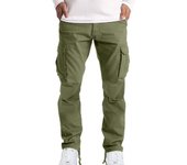 Pantalones Cargo para Hombre con Cintura Elástica y Bolsillo con Solapa, Pantalones Casuales Rectos