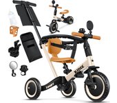 6en1 Bicicleta de Balance, Triciclo para niños de 1 año a 5 Años, Capacidad de Carga hasta 25kg, Incl. Manillar/Barra de Seguridad/Cinturón de Seguridad/Timbre/Espejo