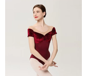 Ballet Leotards For Women Velvet patchwork Short Sleeve Solid Colors Dance Costume Adult Ballet Practice Gymnastics Leotard