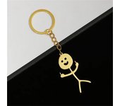 1Pair Funny Finger Heart Stickman Keychains Stainless Steel Doodle Keyring for Women Men Bag Car Keys Pendant Couple Gift