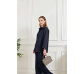 Simple Solid Color Pants Sets Women Fashion Flared Sleeve Shirt Leace-up Trousers Two Piece Set Female Commuting Clothing Suits