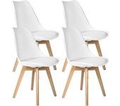 Comedor Nórdico, Sillas de Cocina Nórdicas con Patas de Madera Maciza de Haya y Asiento Acolchado y Tapizado, Respaldo Ergonómico