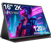 UPERFECT 16" 2K 120Hz Portable Gaming Monitor 2560x1600 QHD USB-C HDMI External Display HDR FreeSync Travel Travel for Laptop PC
