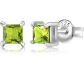 Potiy Natural Garnet Amethyst Citrine Peridot Sky Blue Az Stud Earrings 925 Sterling Silver For Women Birthstones Cute