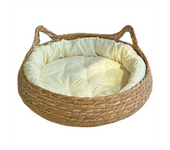 Cozy Cat Dog Bed Summer Cat Scratching Board Rattan Washable Kitty Litter Cat Supplies Woven Removable Cushion 35cm