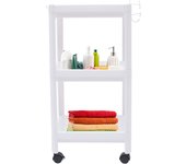 3-Tier PP White Kitchen & Bathroom Trolley 36.00*22.50*79.50cm 5kg Load Capacity Heightened Guardrail