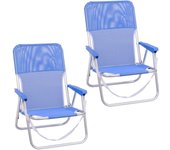 2 Sillas Playa Plegables | Ligera Portátil | Baja y Posición Fija | para Camping Piscina, Terraza o Jardín o Exterior Aguamarina