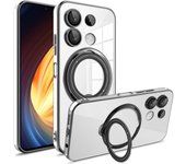 Funda para Xiaomi Redmi Note 13 Pro 4G, Funda antigolpes de TPU transparente con soporte giratorio 360