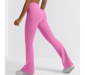 Women Flare Leggings, Crossover Yoga Pants with Tummy Control, High-Waisted and Wide Leg