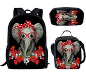 3Pcs Set School bags with Lunch bag Pencil Case,Custom Backpack Add with Your Logo or text , Kids Bags with 3D Football Printed