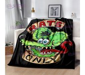 Rat Fink Blanket Funny Cartoon Mouse Print Flannel Blanket Rat Fink Art Blanket for Sofa Bed Livingroom Nap Blanket Quilt