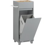 Armario Auxiliar Baño con 1 Compartimento Mueble Columna de Baño con 3 Cajones 30 x 30 x 90 cm Blanco BZR29-W ES