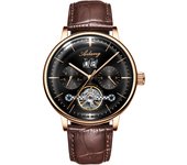 AILANG-Reloj de cuero para hombre, accesorio masculino de pulsera resistente al agua con mecanismo automático de tourbillon
