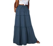 90s Vintage Ruffle Pleated Skirts Maxi Shirt Vintage Pleated Holiday A-Line Boho High Waist Long Skirts Layered Panel Maxi Skirt