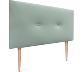 Cabecero de Polipiel o Tela Acualine Liso con Botones y Patas Tapizado de Alta Gama Cabezal Lujo Cama Dormitorio Moderno Acolchado (Tela Beige, 145x105cm (Camas 120/135/140))