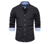 Men's Oxford cotton t, casual busine long sleeved t with buttons