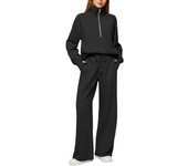 2-piece oversized sweatshirt, half zip, wide leg sweatpants, TRE casual, 2024