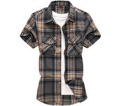 Casual Plaid Shirts Men New Summer Men's Casual Short Sleeve Classic Checkered Shirts Fashion Chemise Homme Men Dress Shirts 7XL