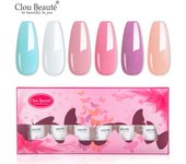 Clou Beaute 8ml Gift Set Kit UV LED Gel Varnish Soak Off Nail Art Gel Nail Polish Pure Nail Color Base Coat No Wipe Top Coat