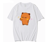 Kawaii Panda and Bear Pattern T-shirt Bubu Dudu Round Neck Fashion Large Women's Wear