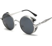 Gafas de sol polarizadas para mujer redondas de vapor punk, gafas de sol coloridas con montura grande y cara recortada