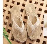 Summer new imitation hemp rope travel hemp sole women's sandals wear flip flops women's beach flat flip flops