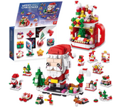 Calendario de Adviento 2024, kit de bloques de construcción de Navidad, árbol de Navidad, Papá Noel,cuenta atrás de 12 días