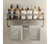 Bathroom Accessories Shelf Organizer 30-50CM Shower Storage Rack Gray Wall Mounted Space Aluminum Toilet Shampoo Holder Shelves