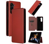 Carbon Fiber For Samsung Galaxy Z Fold 5 Case Flip Book Stand Card Protection Wallet Leather Cover