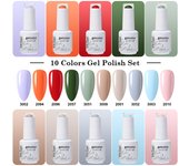 Arte Clavo conjunto esmalte uñas gel 10 piezas 354 colores gel mixto semipermanente barniz arte LED gel ultravioleta empapado