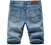 Summer Classic Shorts Jeans Men Denim Pants Straight Stretch Casual Cool  Thin Knee Length Blue Fashion Brand Daily Trousers