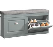 Banco Zapatero con Asiento 2 Solapas, Entra Recibidor Estrecho Organizador de Zapatos Almacenaje para Dormitorio L104 x P24 x H52cm Blanco FSR64-W ES
