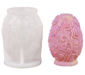 Fragrance Candle Silicone Relief Flower Easter Egg Mold Rose DIY Candle Mold Tulip Pattern 3D Soap Mould Candle Making