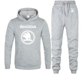 Neutral casual hoodie and jogging pants with Skoda car logo, hoodie sports, wet smile, high quality, sporty men, 2-piece set