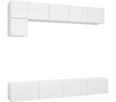 Mueble TV combinadoSet de muebles de salón TV 5 piezas madera de ingeniería blanco