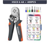 WOZOBUY Ferrule Crimping Tool Kit,HSC8 6-6A/6-4A Ratchet  Crimping Pliers, for Tubular Terminals,(Silver Head）