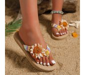 Women's fashion trend accessory Sunflower anti-slip wear soft sole flat flip flops