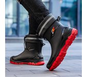 Rain Boots for Men， New Fashion Non-slip Rain Boots with Drawstrings That Can Be Worn in All Seasons and Waterproof Rubber Shoes
