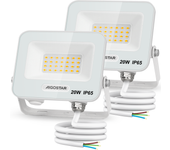 Aigostar Foco LED Exterior 20w, 1650LM Foco Proyector LED, IP65 Impermeable Luz de Seguridad, Natural 4000K Luces led exterior, Para Jardín, Patio, Garaje, Paquete de 2