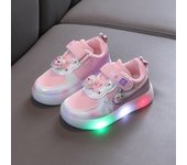Disney Kids Girls Shoes Children Sneakers Girls Elsa Frozen Princess Casual Sport Student Shoes LED Lights Shoes Size 21-30