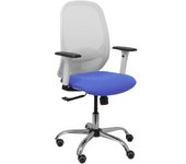 Silla de Oficina Ergonómica Piqueras Y Crespo con Brazos y Refuerzo Lumbar Regulables, Asiento y Respaldo Transpirable, Base Cromada y Ruedas de Parqué