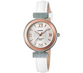 Casio Collection Ltp-e405l-7avdf. Reloj De Pulsera Analógico Para Mujer. Color Blanco. Bisel Oro Rosa. 50 Metros