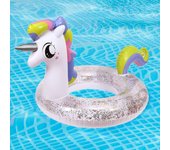 Ellxen Unicornio hinchable con anillo de natación de dibujos animados, Flotador de PVC para deportes acuáticos, diseño de animales, ideal para playa y piscina (55 cm, unicornio blanco)