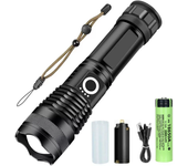 High Power XHP 100 LED Flashlight Rechargeable Torch Zoomable Super Bright Hand Lantern for Camping Outdoor Emergency Flashlight