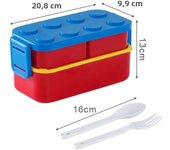 1050/1300ML Building Block Lunch Box with Tableware Portable Double Layer Bento Box for Student Office Fruit Salad Sealed Box
