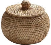 Handmade Storage Box Woven Baskets Picnic Rattan Basket Wicker Small Woven Storage Bin Autumn Vines Handwoven Basket With Lid