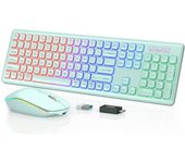 Teclado Y Ratón Inalámbricos Con Iluminación Retroiluminada Recargable JOMAA Set De Teclado Completo De 108 Teclas Y Ratón Para Desktop Laptop Tablet MOV