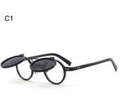 Popular Vintage Steampunk Flip Up Sunglasses Retro Rivets Small Round Sun Glasses Double-layer Flip Lens Punk Eyeglasses UV400